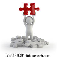 3d, pequeno, pessoas, -, vermelho, quebra-cabeça