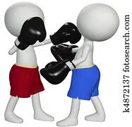Boxers punch knockout in 3D boxing fight Boxers punch knockout in 3D boxing fight