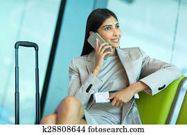 business cestující, mluvil oproti pohyblivý telefonovat