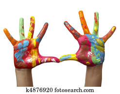 color painted child hand color painted child hand