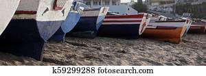 colourful wooden fishing boats in Cape Verde