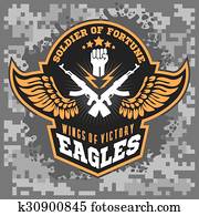 Eagle wings - military label, badges and design elements