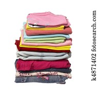 stack of clothing shirts