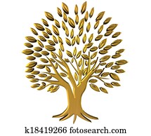 zlato, strom, bohatstvo, symbol, 3d, logo