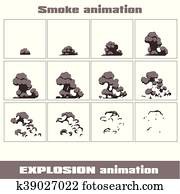 煙 爆発 Animation 煙 Animation 爆発 Animation スプライト シート ために ゲーム 漫画 あるいは Animation クリップアート 切り張り イラスト 絵画 集 K Fotosearch