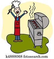 Chef Man Cooking Barbecue Grill Chef Man Cooking Barbecue Grill