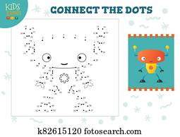 Connect the dots kids mini game vector illustration. Preschool children education activity Connect the dots kids mini game vector illustration. Preschool children education activity