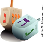 dreidel, como, elemento, de, hanukkah, fes