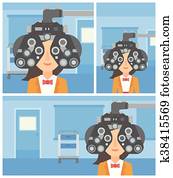 Patient during eye examination. Patient during eye examination.