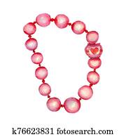 Pink hand drawn watercolor bracelet isolated on white Pink hand drawn watercolor bracelet isolated on white