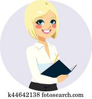 Businesswoman Working Notes Businesswoman Working Notes
