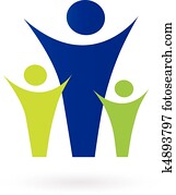 familia, y, comunidad, pictogram