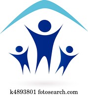 familie, unter, dach, -, symbol familie, unter, dach, -, symbol