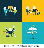 Flat design icons for business