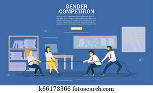 Gender competition vector web banner design template