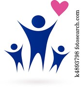 gezin, gezondheid, en, gemeenschap, iconen