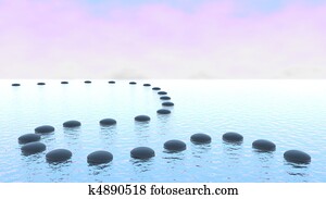 Harmony. Pebble path on the water