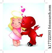 Little Demon Kisses an angel Little Demon Kisses an angel