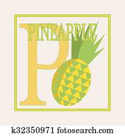 P Pina Alphabet Ingles Mayuscula P Vector Plano Ilustracion De Pineapple Educativo Card Flashcard Carta P Clipart K Fotosearch