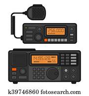 Police Car Radio Transceiver Set. Vector Police Car Radio Transceiver Set. Vector