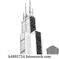 vektor, von, chicago, wolkenkratzer