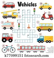תשבץ, משחק, ל, ילדים, על, כלי רכב