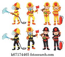 A fireman character set A fireman character set