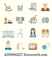 elderly care, do, sanatórium, icons