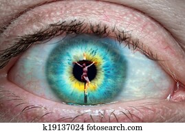 jesus-christ kreuz, reflektiert, dass, auge