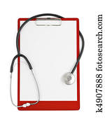 medizinische, notizbrett, und, stethoskop