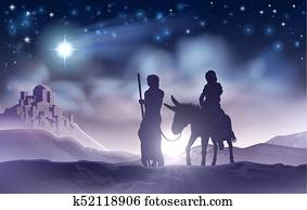 Nativity Christmas Illustration Mary and Joseph Nativity Christmas Illustration Mary and Joseph