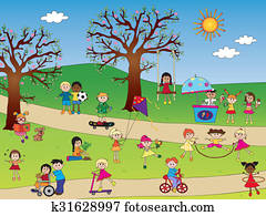 niños, parque