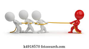 3d, קטן, אנשים, -, חבל, למשוך