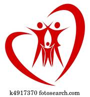 corazón, familia, vector