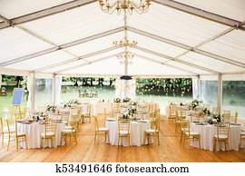 Elegant banquet hall for a wedding party Elegant banquet hall for a wedding party