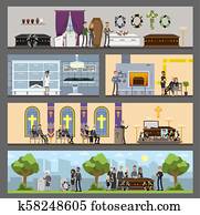 Funeral building interior. Funeral building interior.