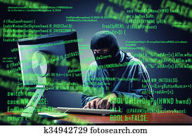 hacker, em, escritório