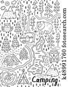 sommerlager, und, nationalpark, seamless, muster sommerlager, und, nationalpark, seamless, muster