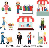 Vector shopping and shipping Vector shopping and shipping