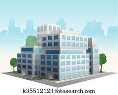 Vector stylized altered generic corporate modern office building