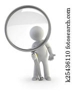 3d small people - magnifying glass