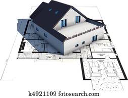 Architecture Model House On Top Of Blueprints Architecture Model House On Top Of Blueprints