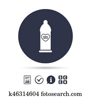 Condom safe sex sign icon. Barrier contraceptive.