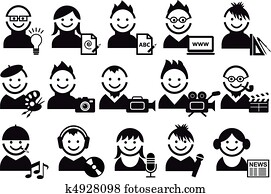 criativo, pessoas, vetorial, ícones