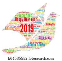 Happy New Year 2019 in different languages