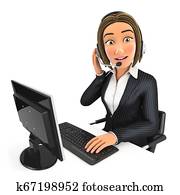 3d business woman call center 3d business woman call center