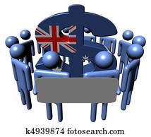 people with sign and Australian Dollar