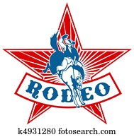 Rodeo Cowboy riding bucking bronco Rodeo Cowboy riding bucking bronco