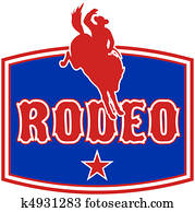 Rodeo Cowboy riding bucking bronco Rodeo Cowboy riding bucking bronco
