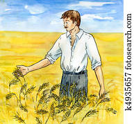 The agriculturist on a wheaten field